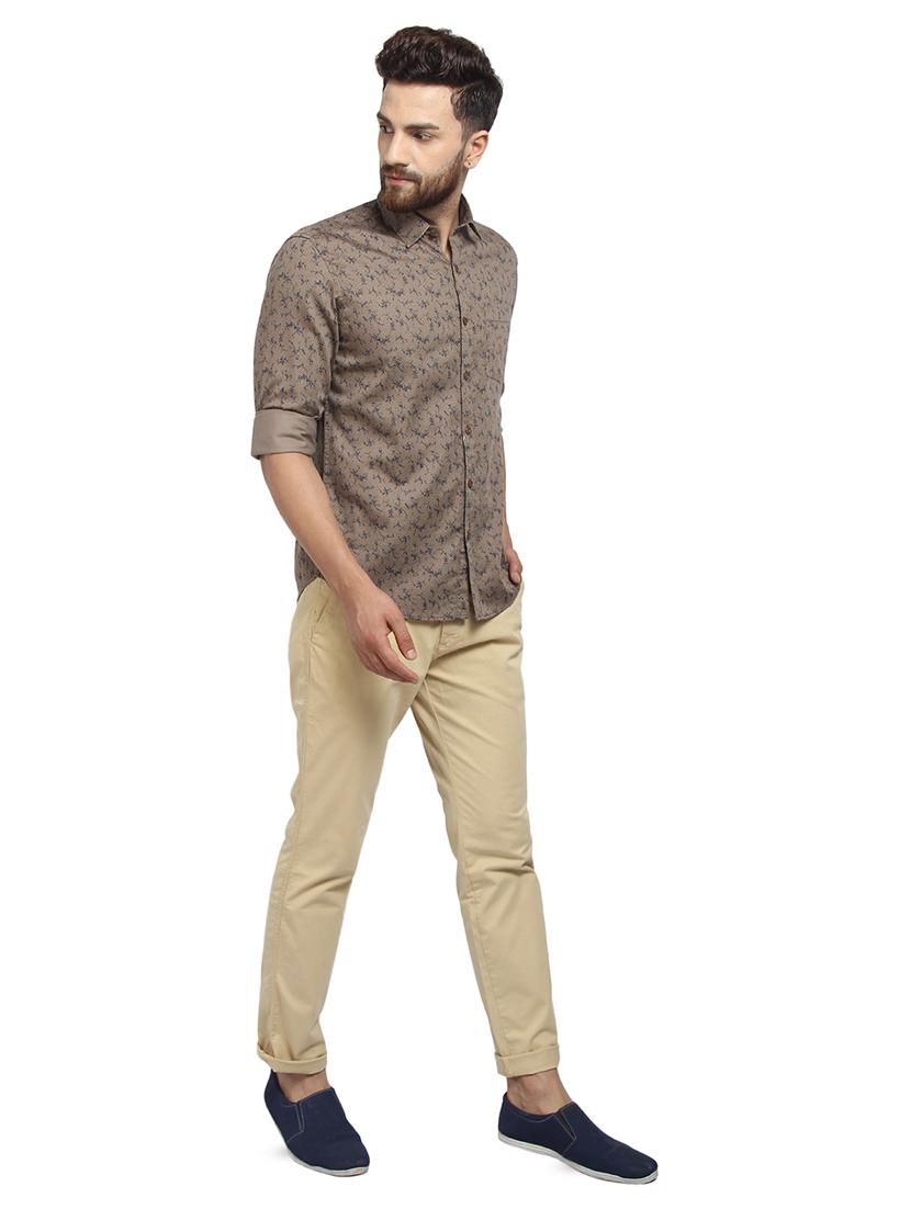 olive green printed casual shirt - 16351785 - Standard Image - 3