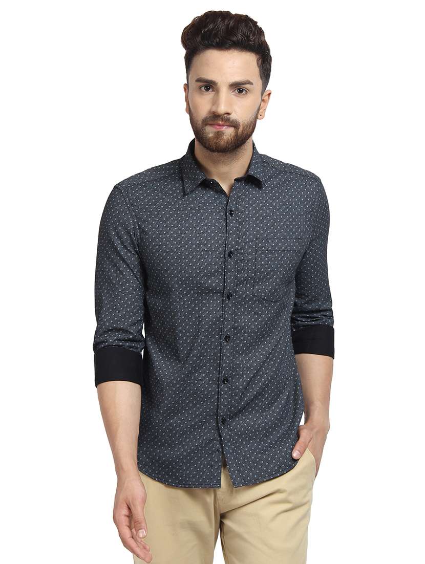 black self design casual shirt - 16351786 - Zoom Image - 0