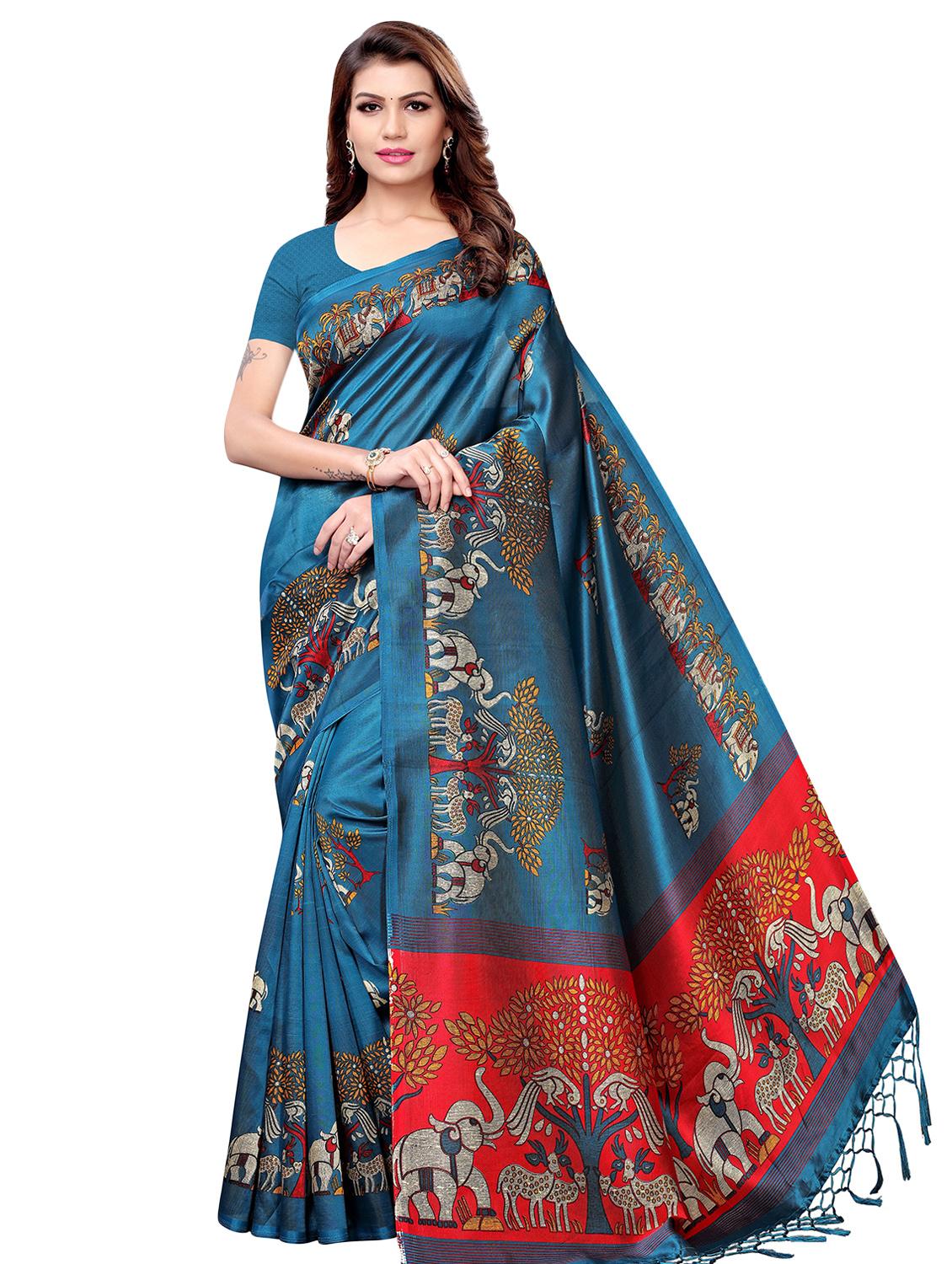 conversational printed mysore silk saree with blouse - 16353912 - Zoom Image - 0