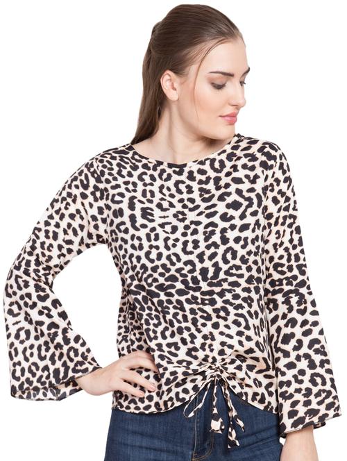flute sleeved animal print top - 16356856 -  Standard Image - 0