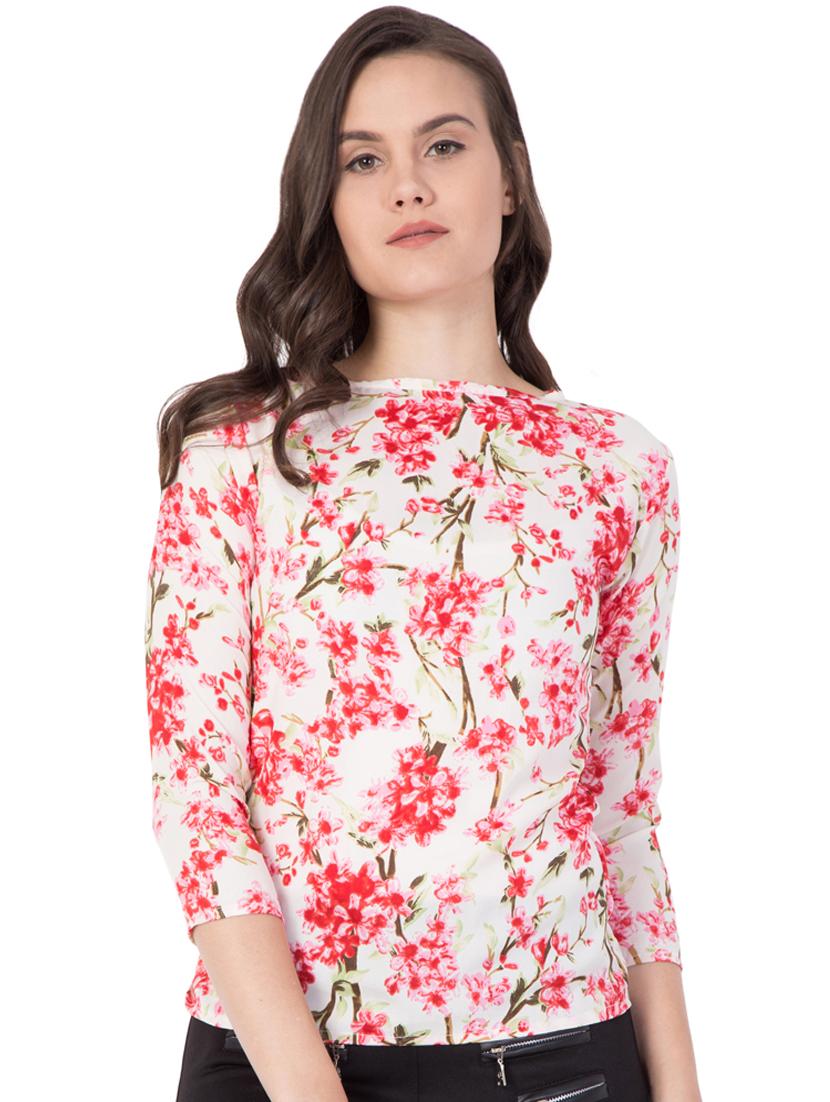 floral boat neck top - 16356985 - Zoom Image - 0