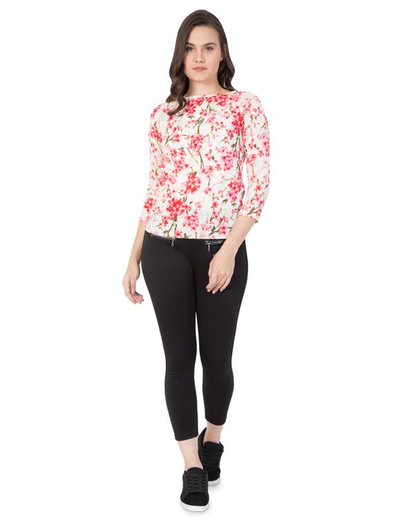 floral boat neck top - 16356985 - Standard Image - 3