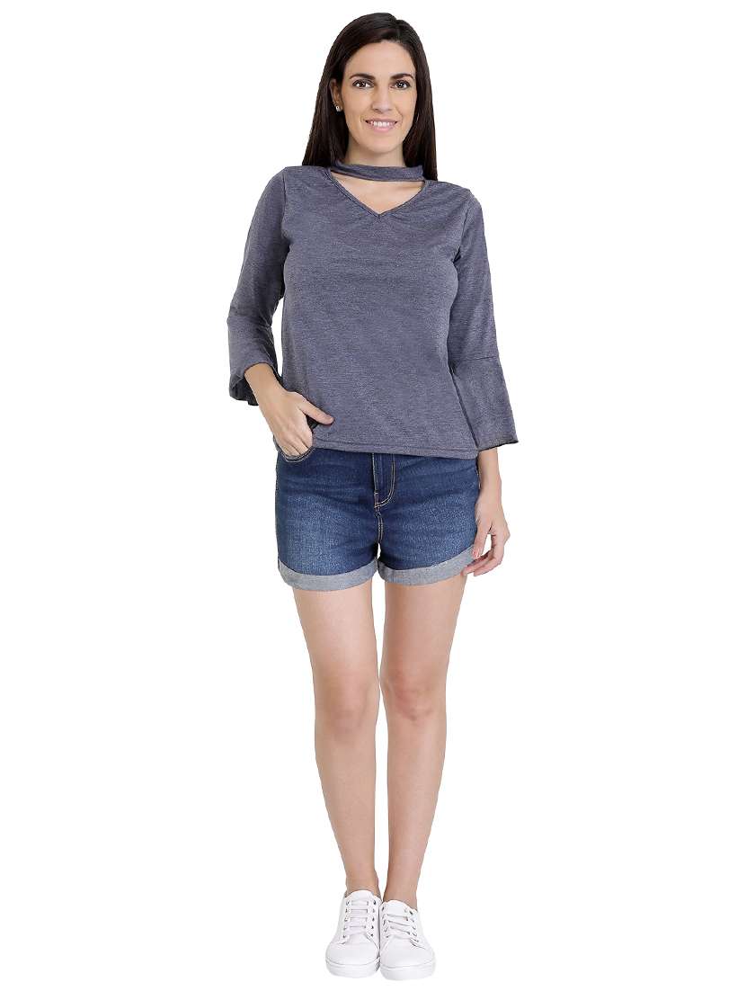 women's straight key hole neck top - 16357435 - Standard Image - 3