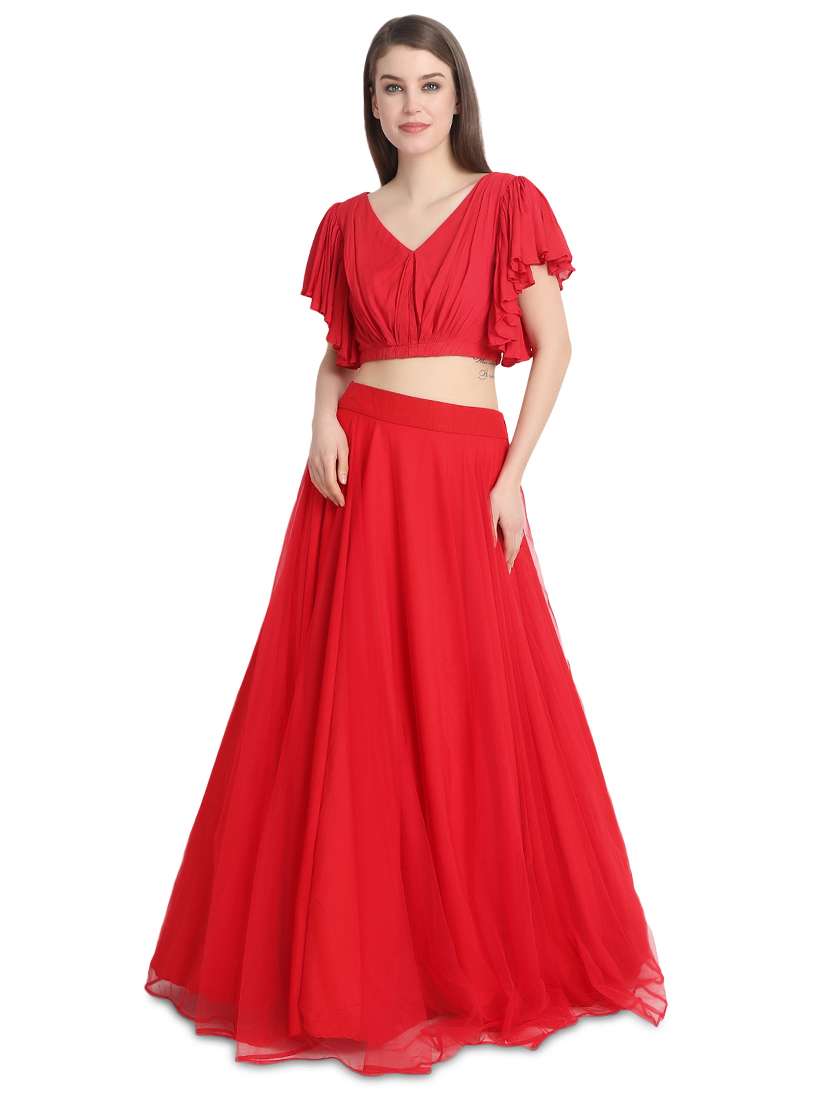 ruffle a-line lehenga
