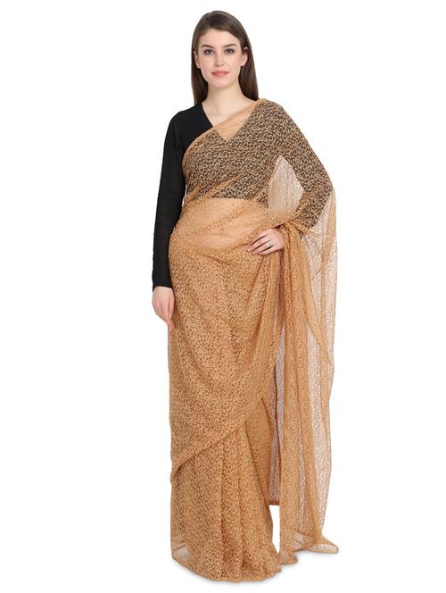 lace beige saree with blouse - 16358829 - Standard Image - 0