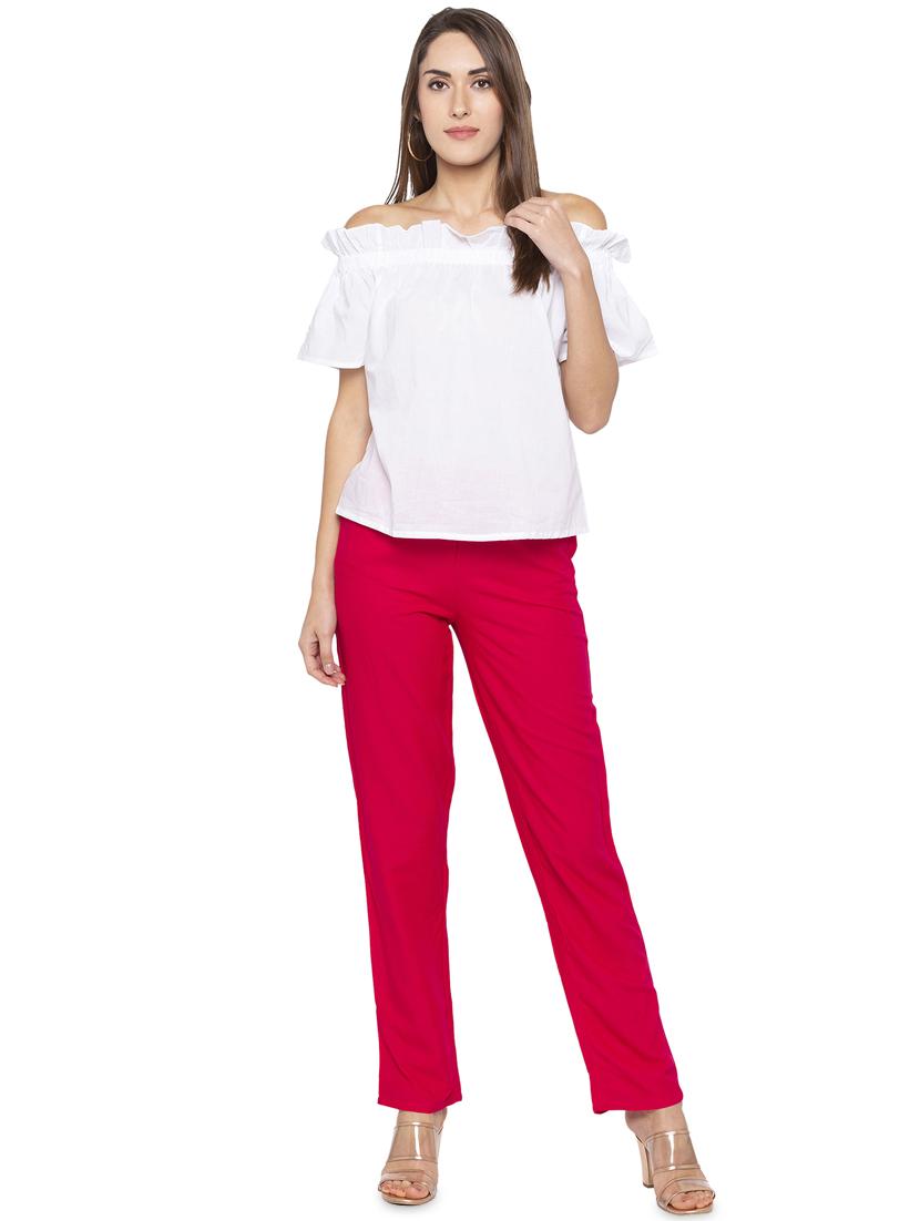 elastic waist high rise trouser - 16360355 - Standard Image - 3