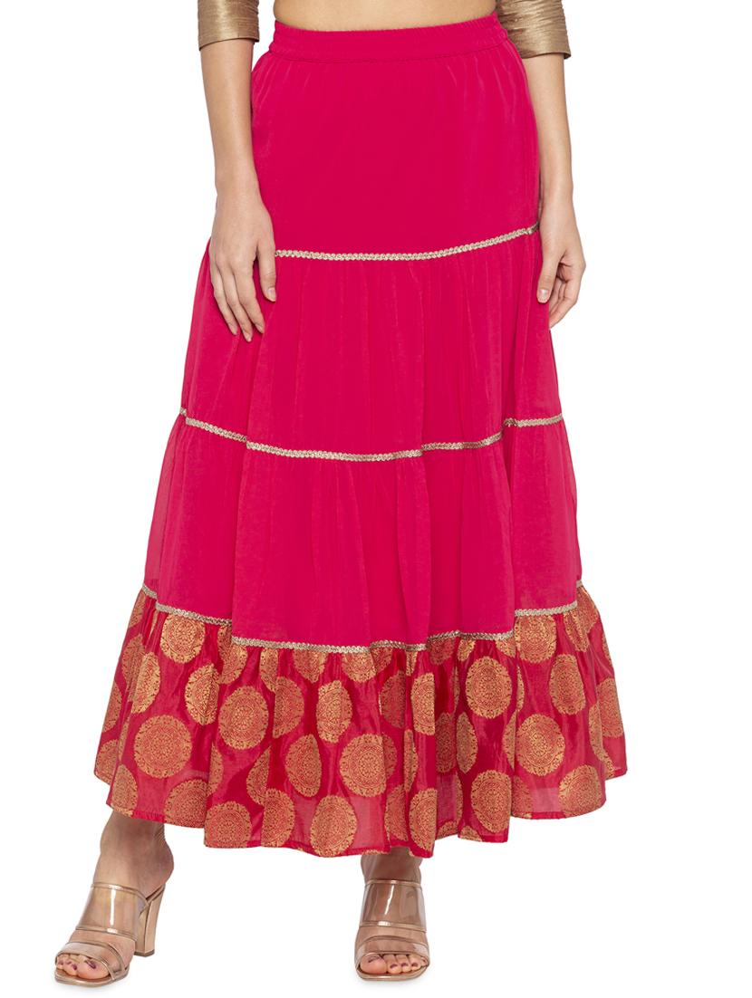 solid tiered flared skirt - 16360685 - Zoom Image - 0