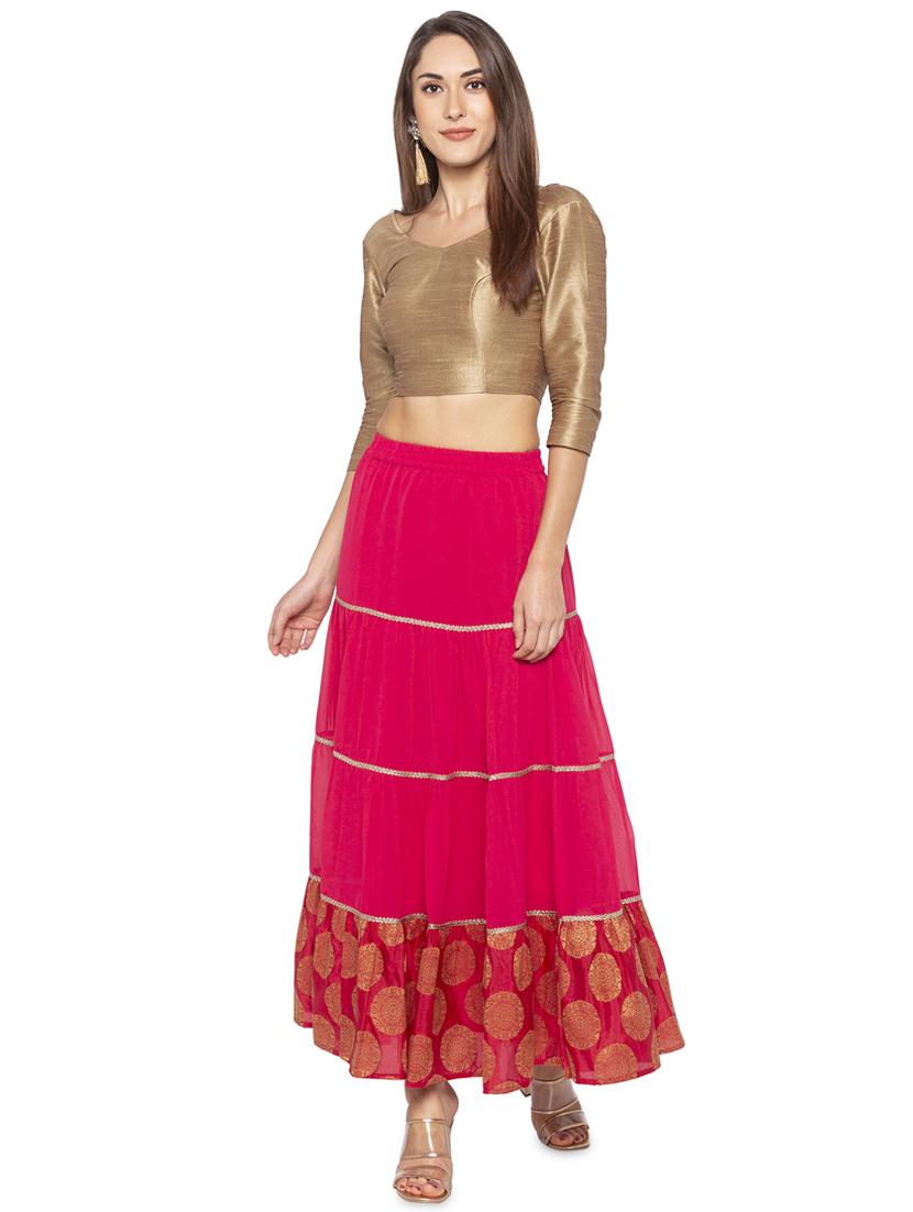 solid tiered flared skirt - 16360685 - Standard Image - 3