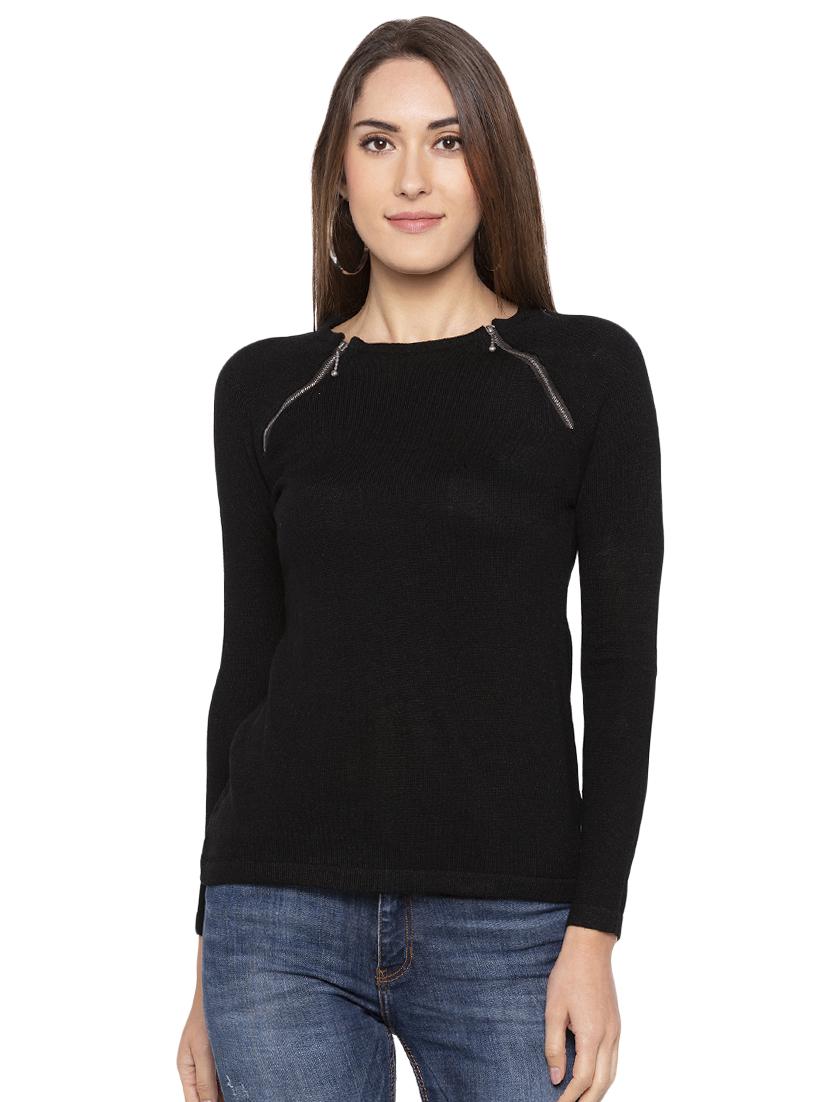 zipper detail long sleeved top - 16360776 - Zoom Image - 0