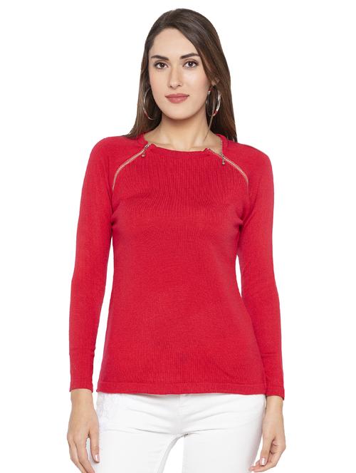zipper detail long sleeved top - 16360780 - Standard Image - 0