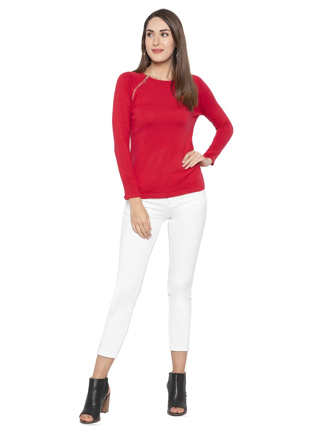 zipper detail long sleeved top - 16360780 - Standard Image - 3