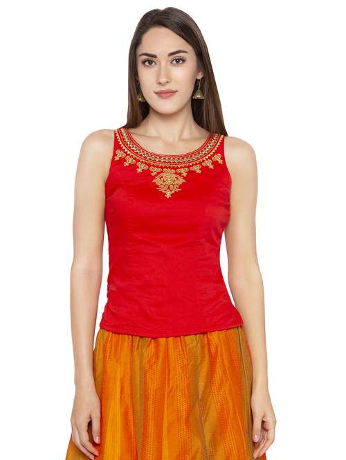 embroidered straight blouse - 16360802 - Standard Image - 0