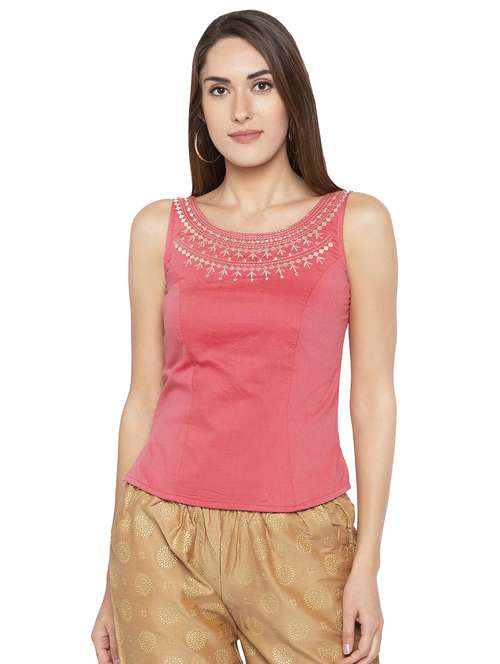 embroidered straight blouse - 16360813 - Standard Image - 0