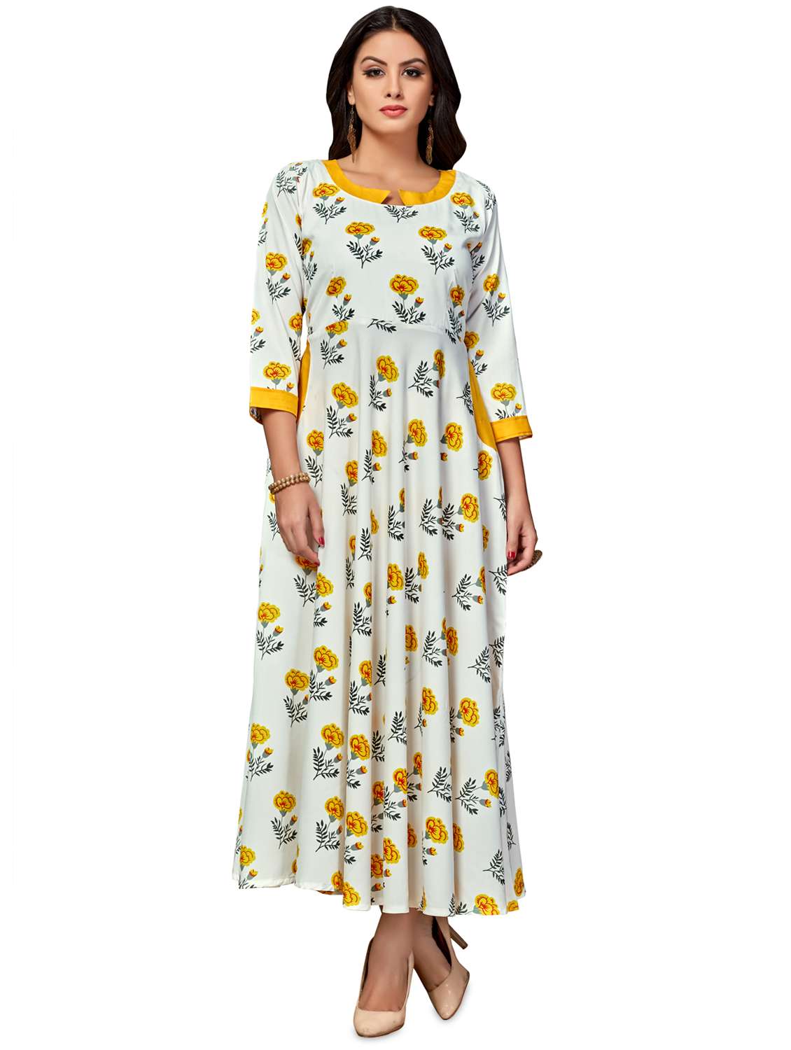 floral printed flared kurta