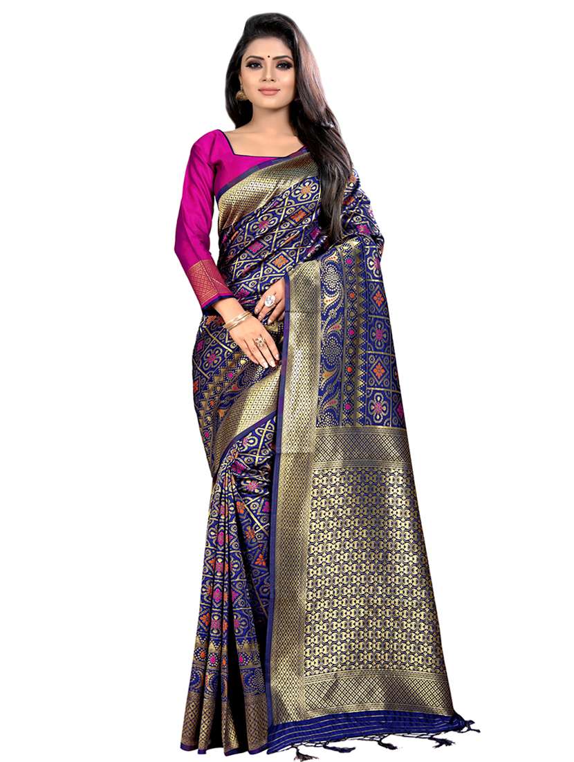 checkered zari motif kanjivaram saree with blouse