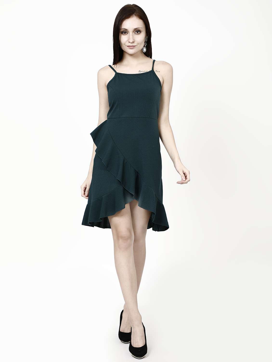 women's ruffle solid dress - 16364308 -  Standard Image - 3