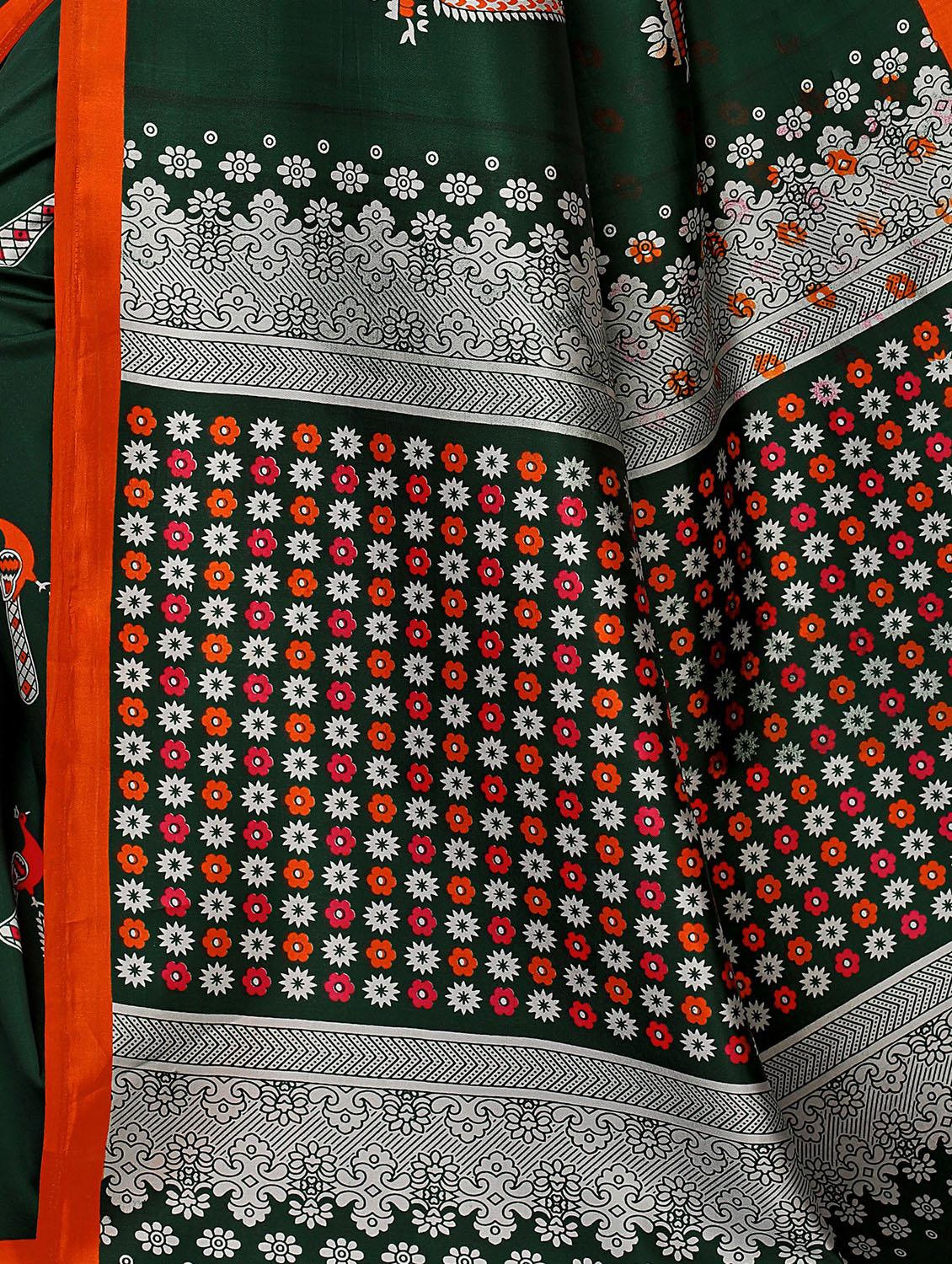 conversational printed mysore silk saree with blouse - 16365992 - Standard Image - 3