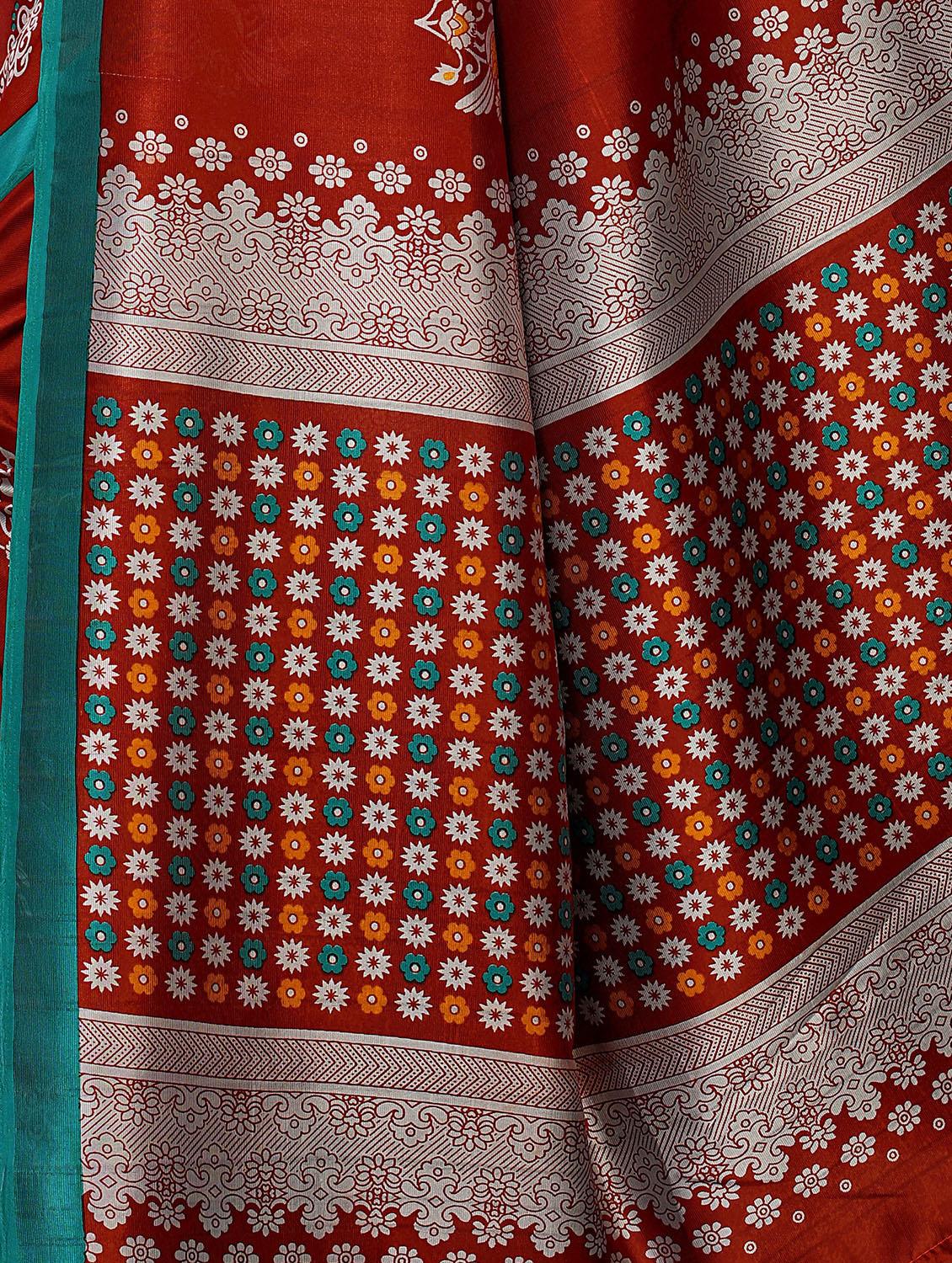 conversational printed mysore silk saree with blouse - 16365998 - Standard Image - 3