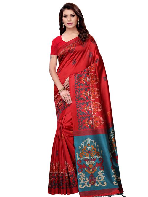 conversational printed mysore silk saree with blouse - 16366013 - Standard Image - 0