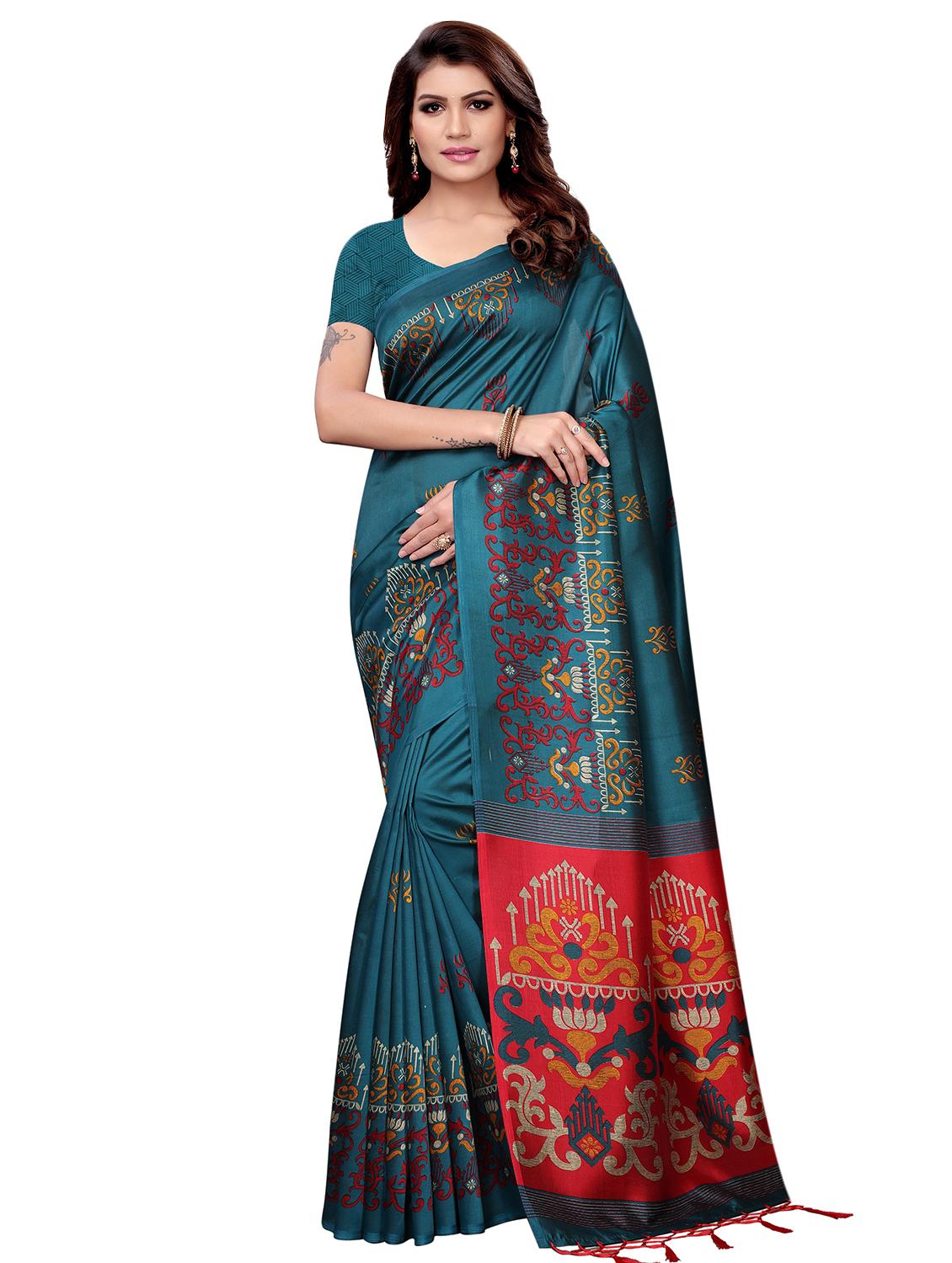 conversational printed mysore silk saree with blouse - 16366014 - Zoom Image - 0