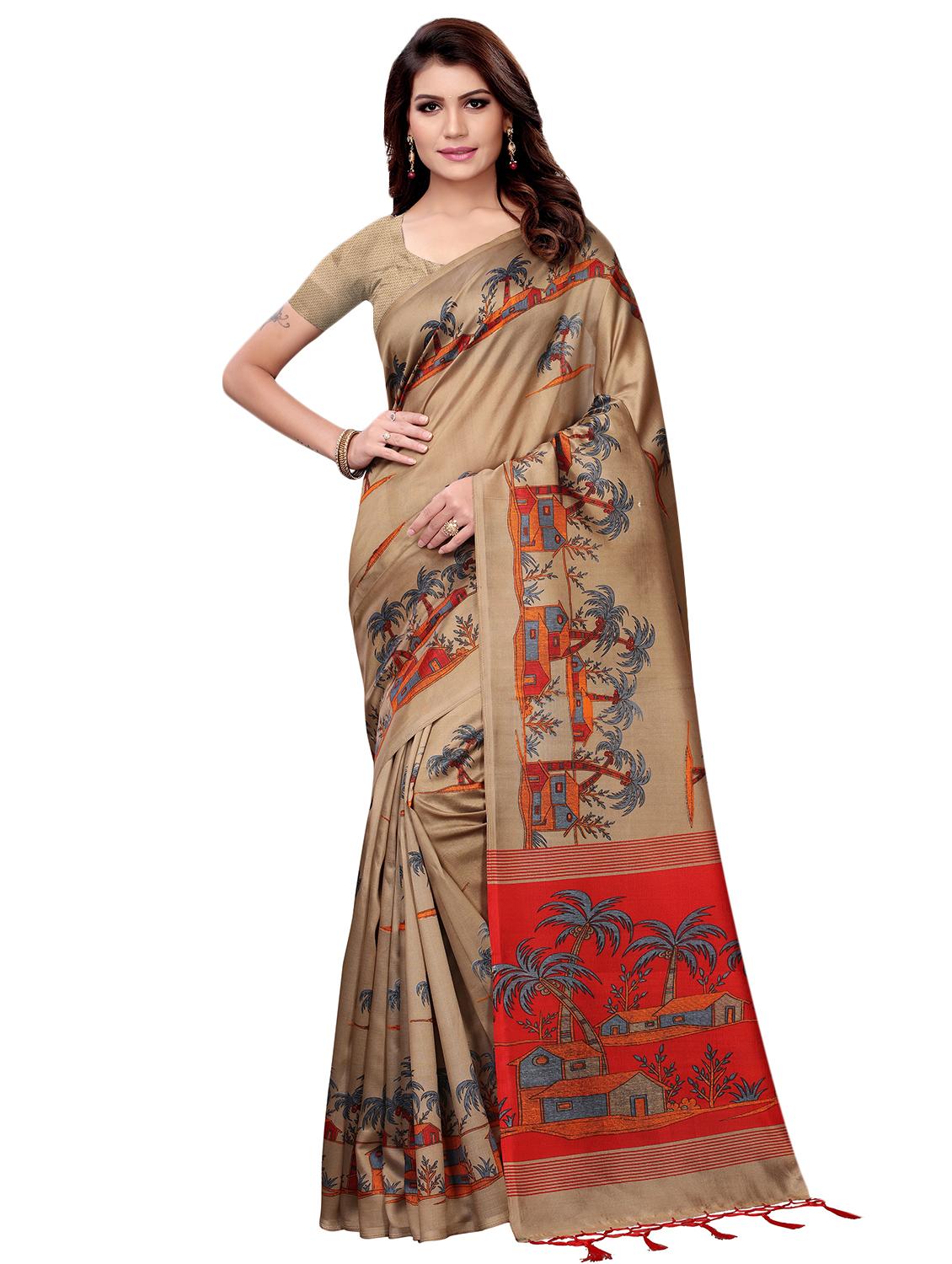 conversational printed mysore silk saree with blouse - 16366015 - Zoom Image - 0