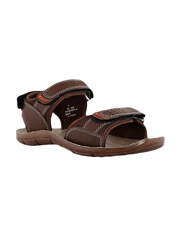Buy online Bata Brown Leather Back Strap Floaters from Sandals and