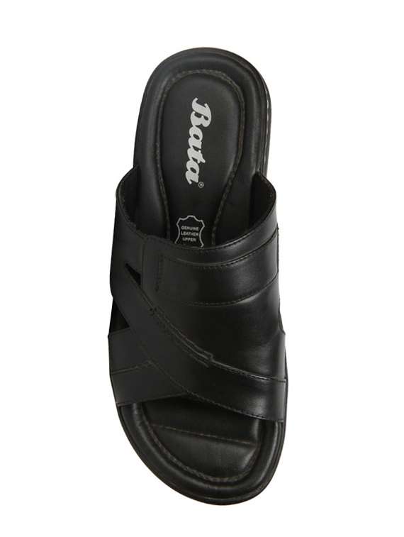 Buy online Bata Black Leather Slip On Slippers from Slippers, Flip