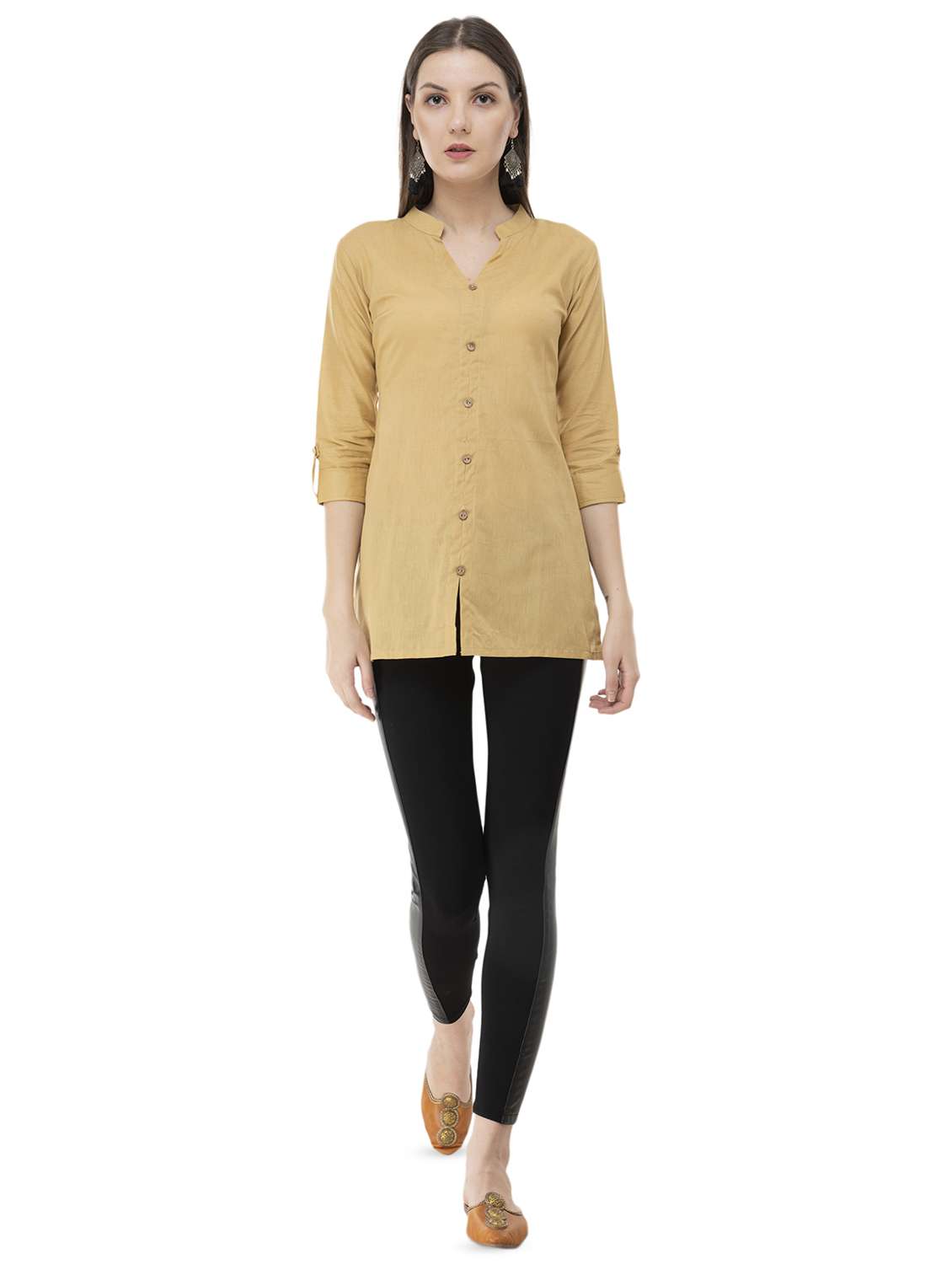 solid straight kurti - 16366673 - Standard Image - 3