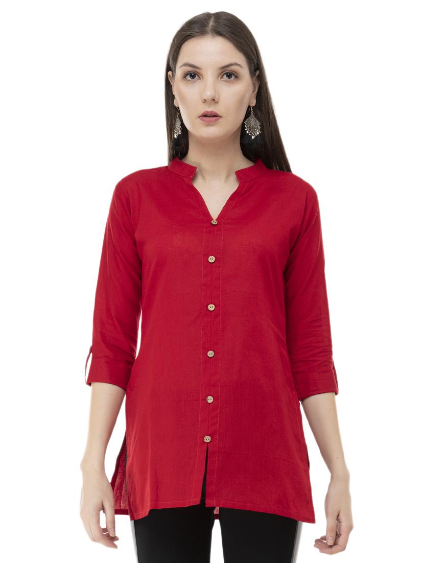solid straight kurti - 16366675 -  Zoom Image - 0