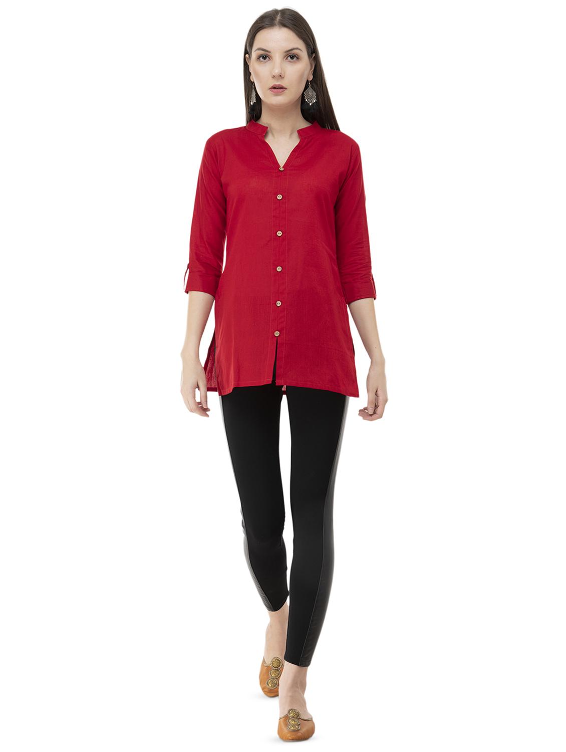 solid straight kurti - 16366675 - Standard Image - 3