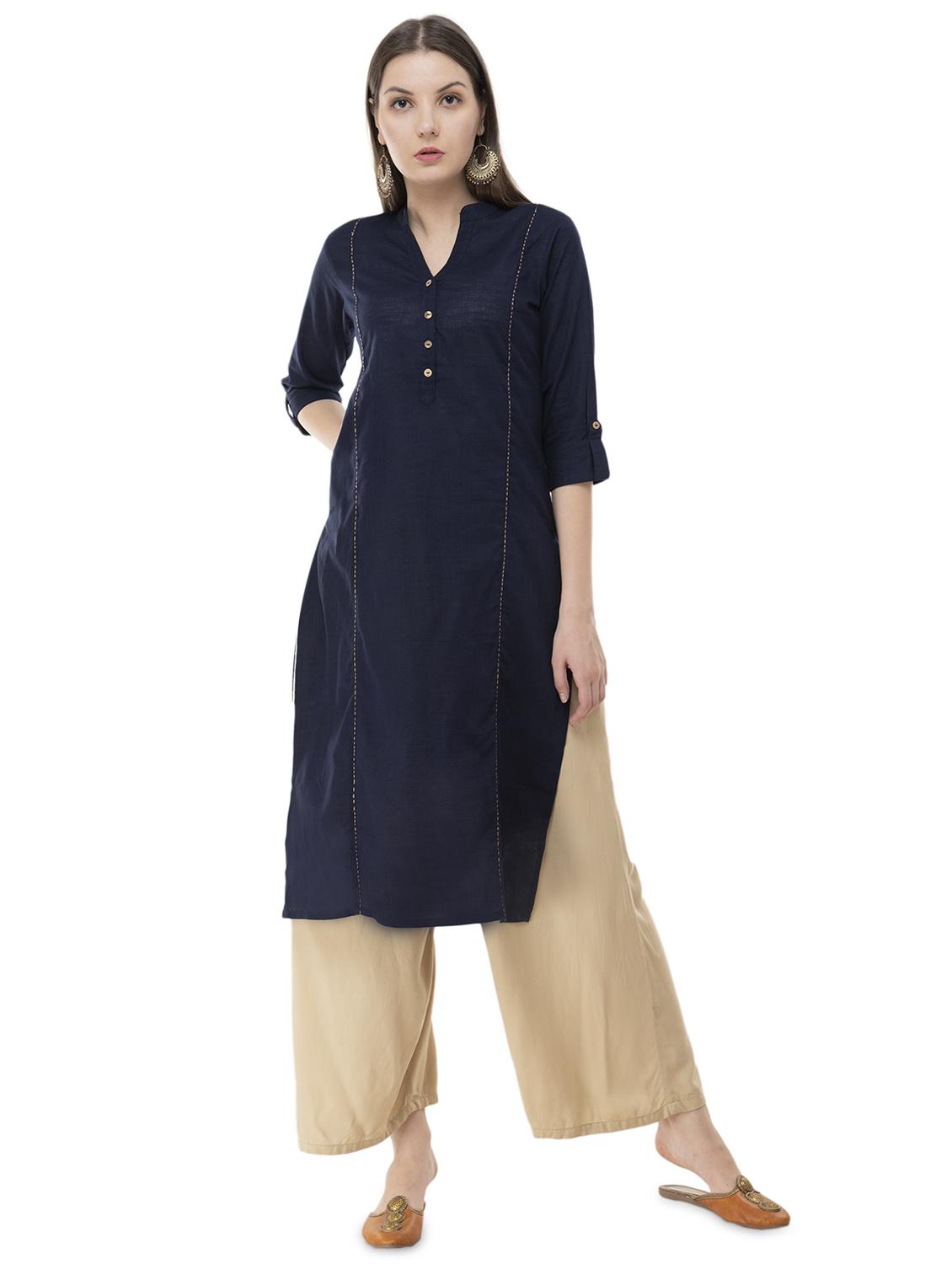 solid straight kurta - 16366677 - Zoom Image - 0