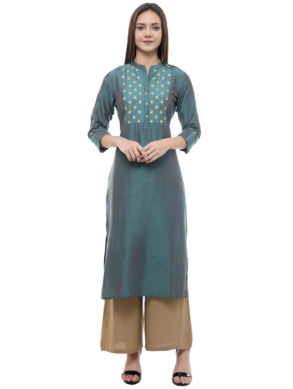sequined straight kurta - 16366684 -  Zoom Image - 0