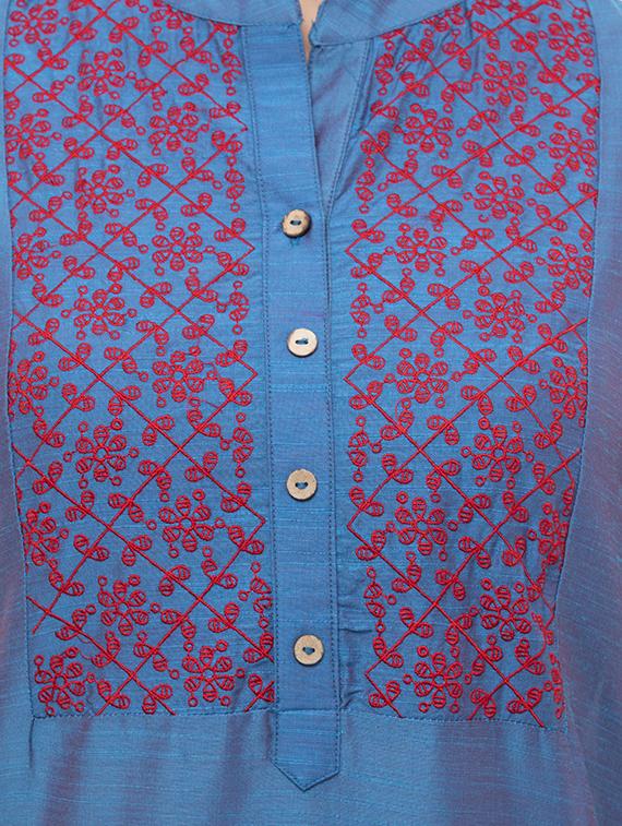 embroidered straight kurta - 16366686 - Standard Image - 3