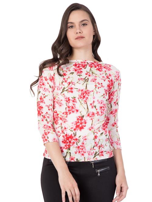 boat neck floral top - 16368030 - Standard Image - 0