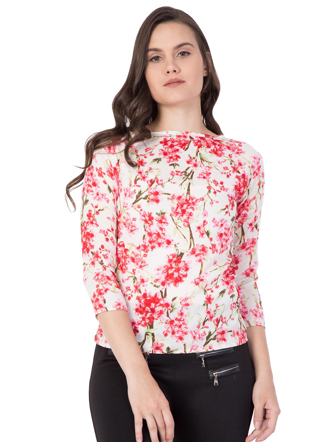 boat neck floral top - 16368030 - Zoom Image - 0