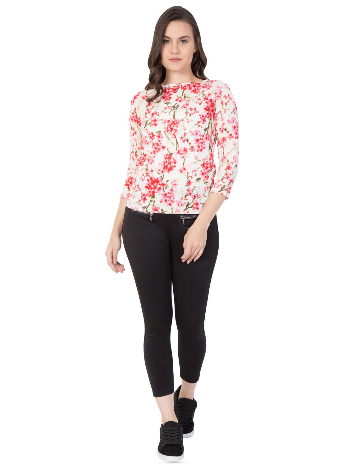 boat neck floral top - 16368030 - Standard Image - 3