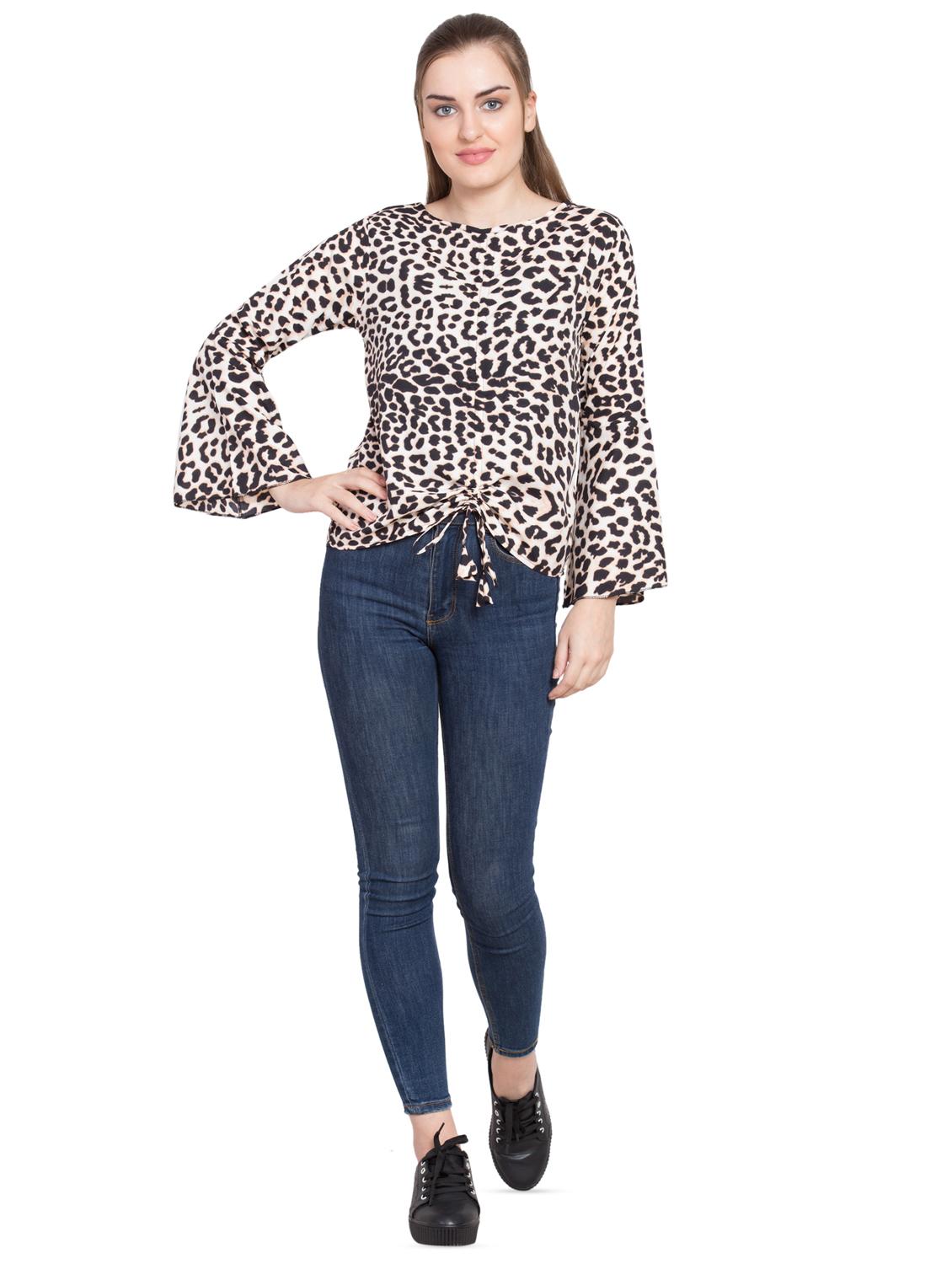 ruched detail animal printed top - 16368038 - Standard Image - 3