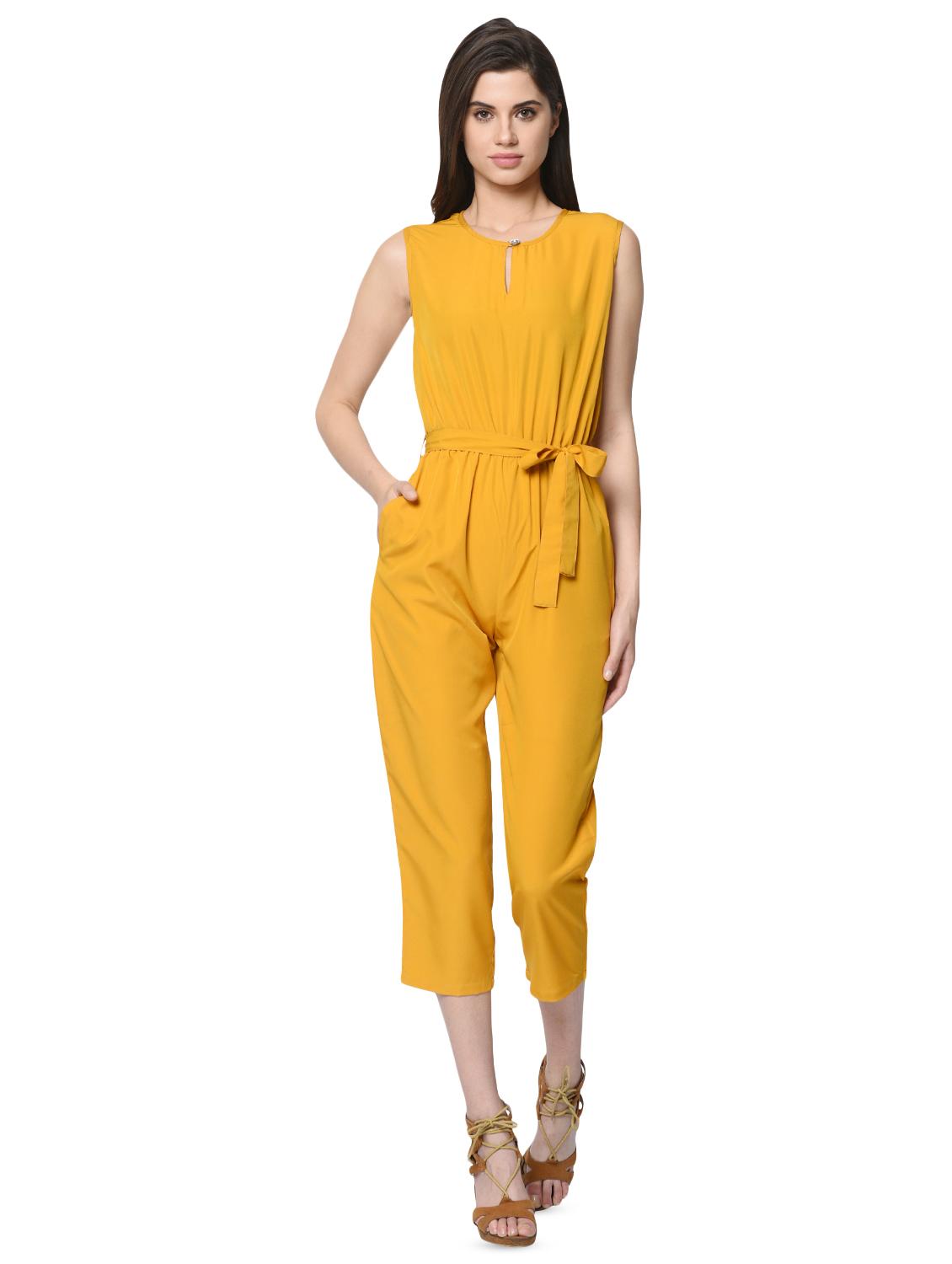 key hole neck tie front jumpsuit - 16368126 - Zoom Image - 0