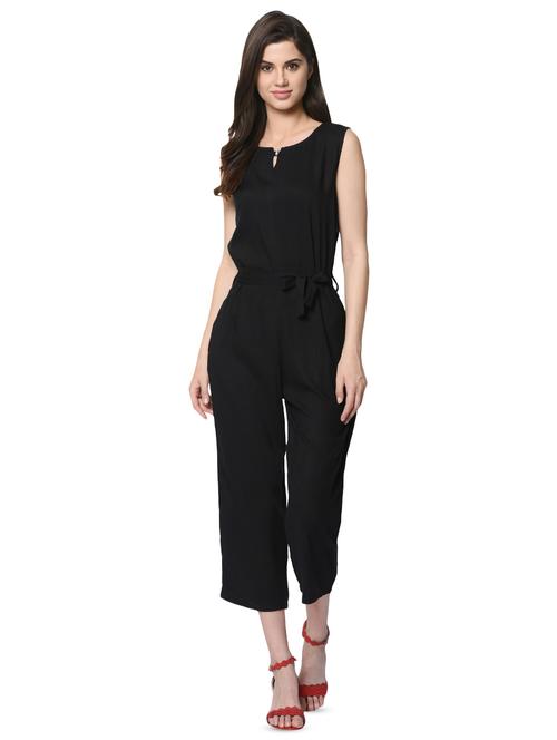 key hole neck tie front jumpsuit  - 16368127 -  Standard Image - 0