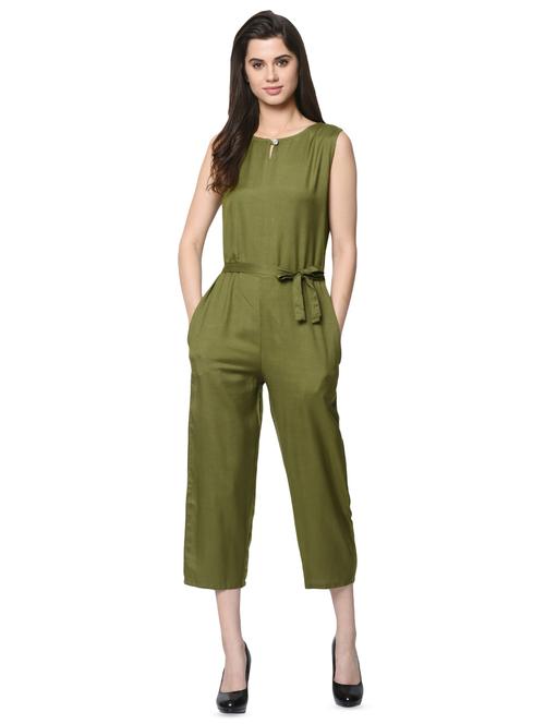 key hole neck tie front jumpsuit  - 16368189 -  Standard Image - 0