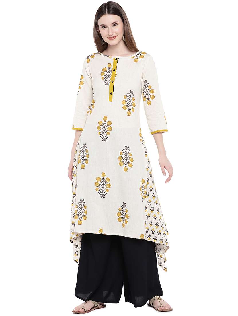 floral asymmetric kurta - 16368233 - Zoom Image - 0