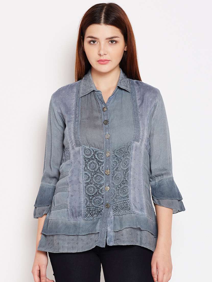 long sleeved laced detail shirt