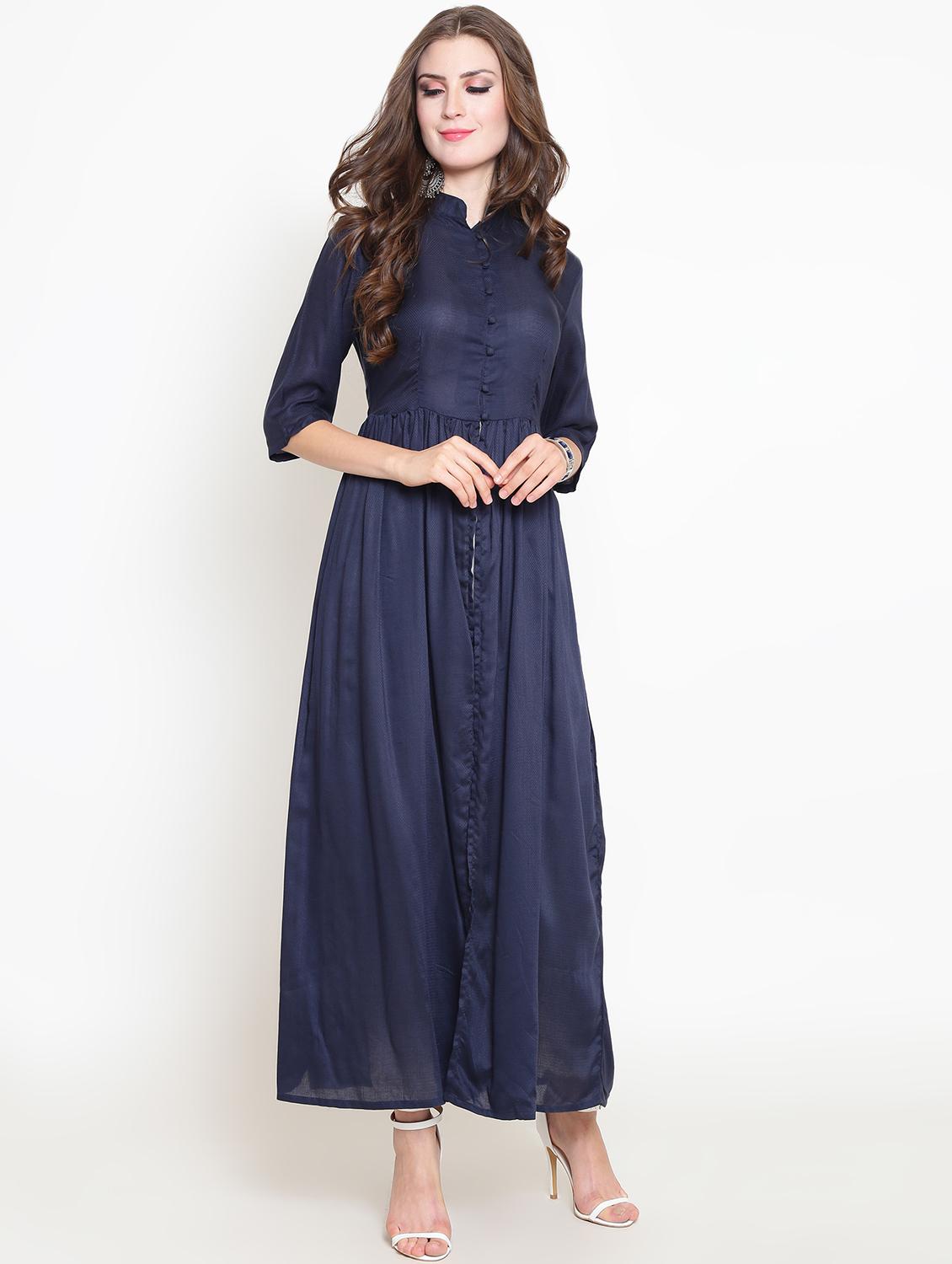 solid flared kurta palazzo set - 16369213 -  Zoom Image - 0