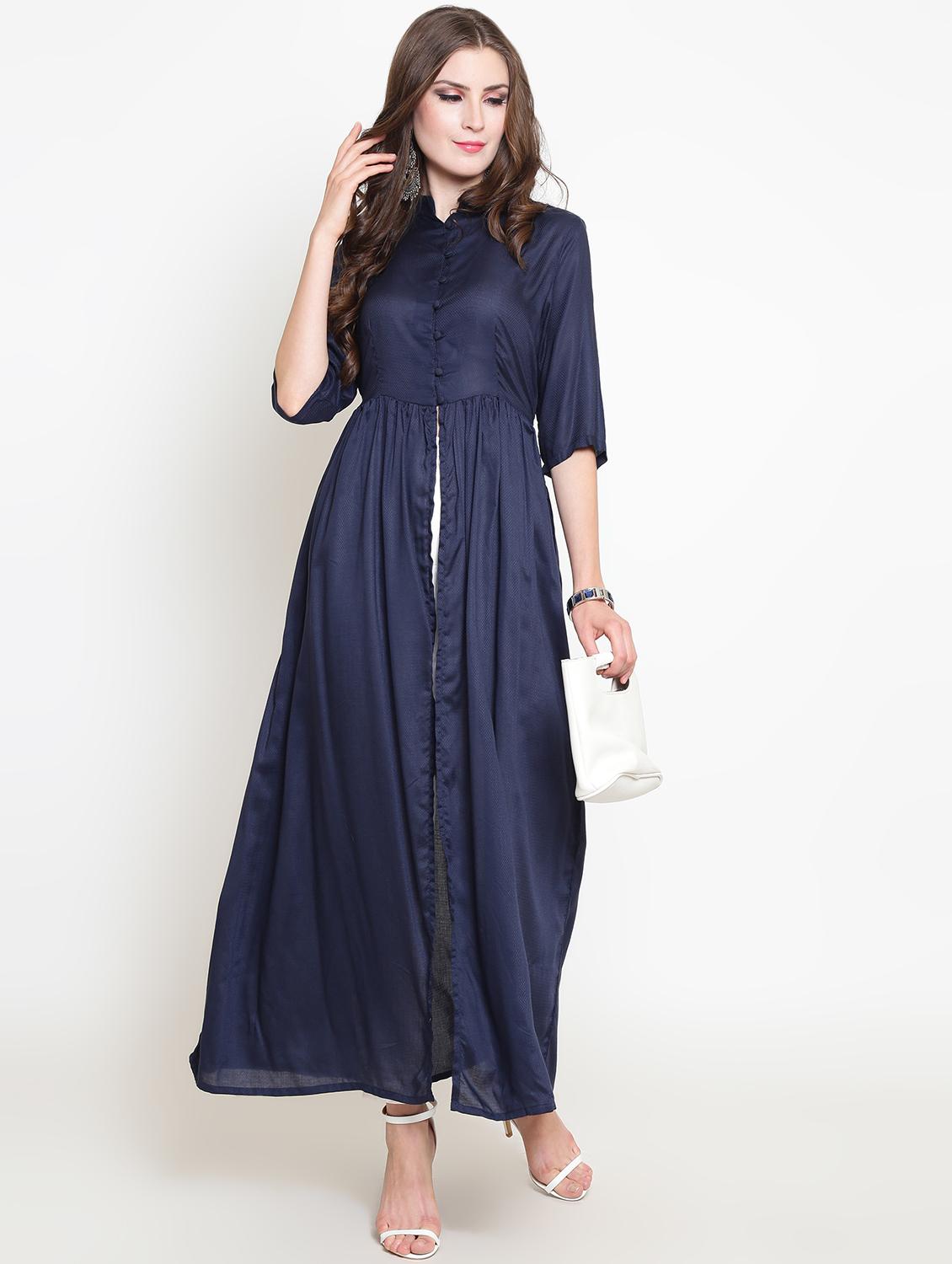 solid flared kurta palazzo set - 16369213 - Standard Image - 3