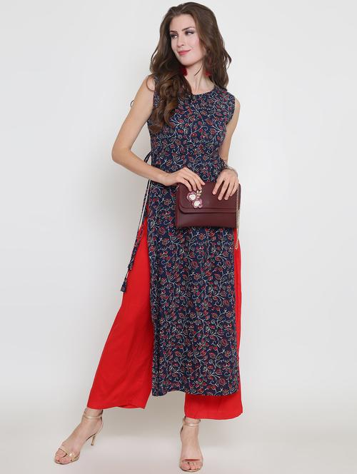 kalamkari printed kurta palazzo set - 16369225 - Standard Image - 0