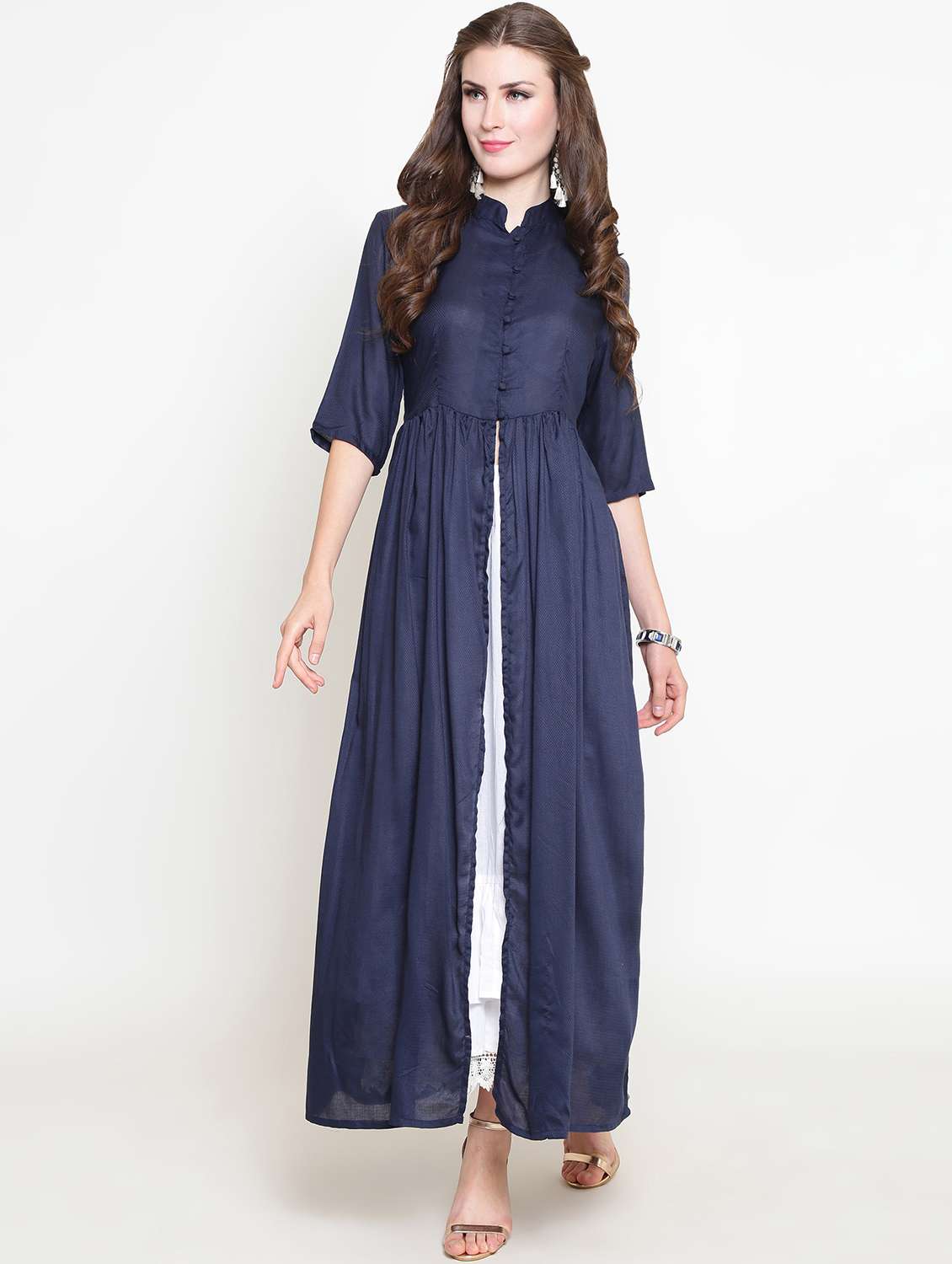 solid high slit kurta