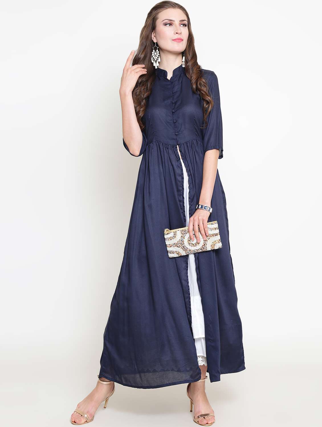 solid high slit kurta - 16369243 -  Standard Image - 3