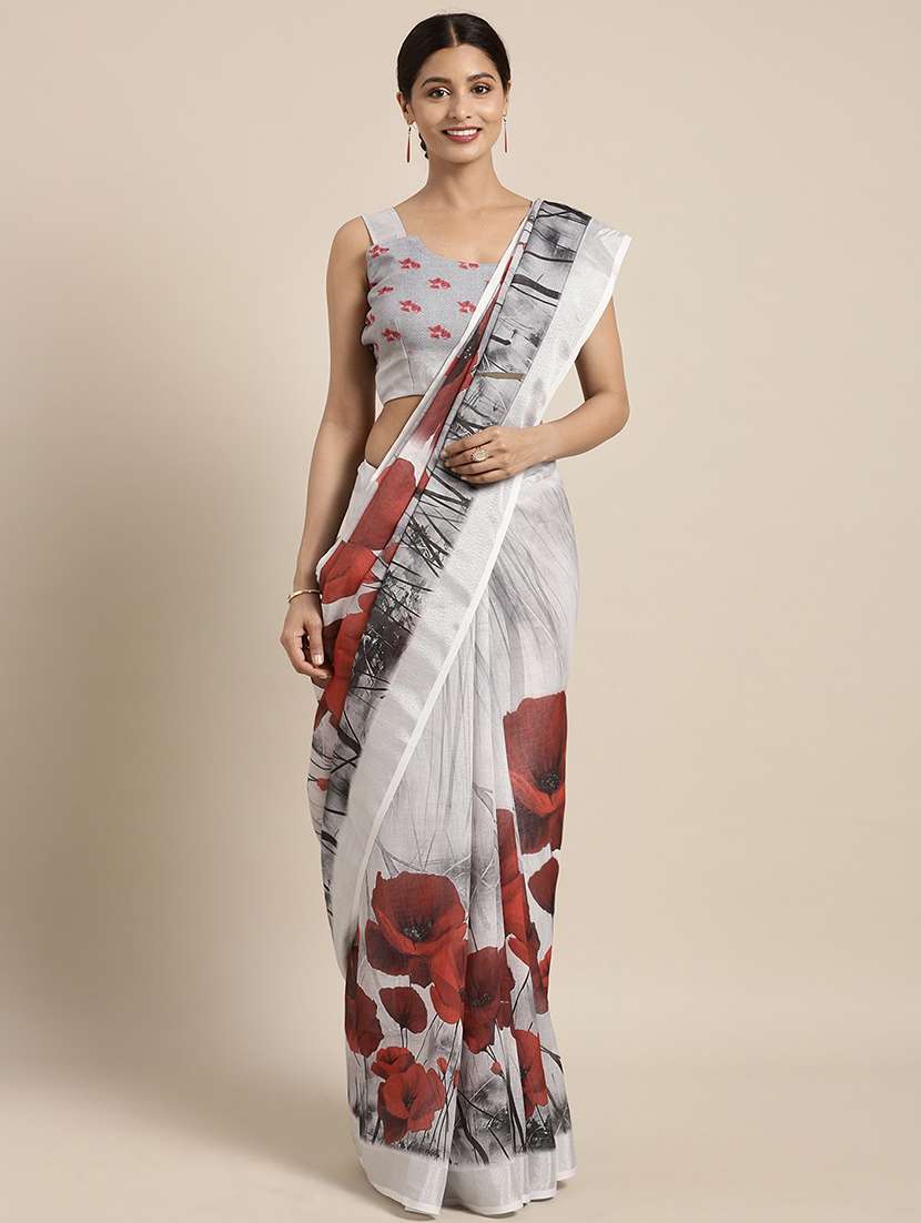 digital floral printed saree with blouse