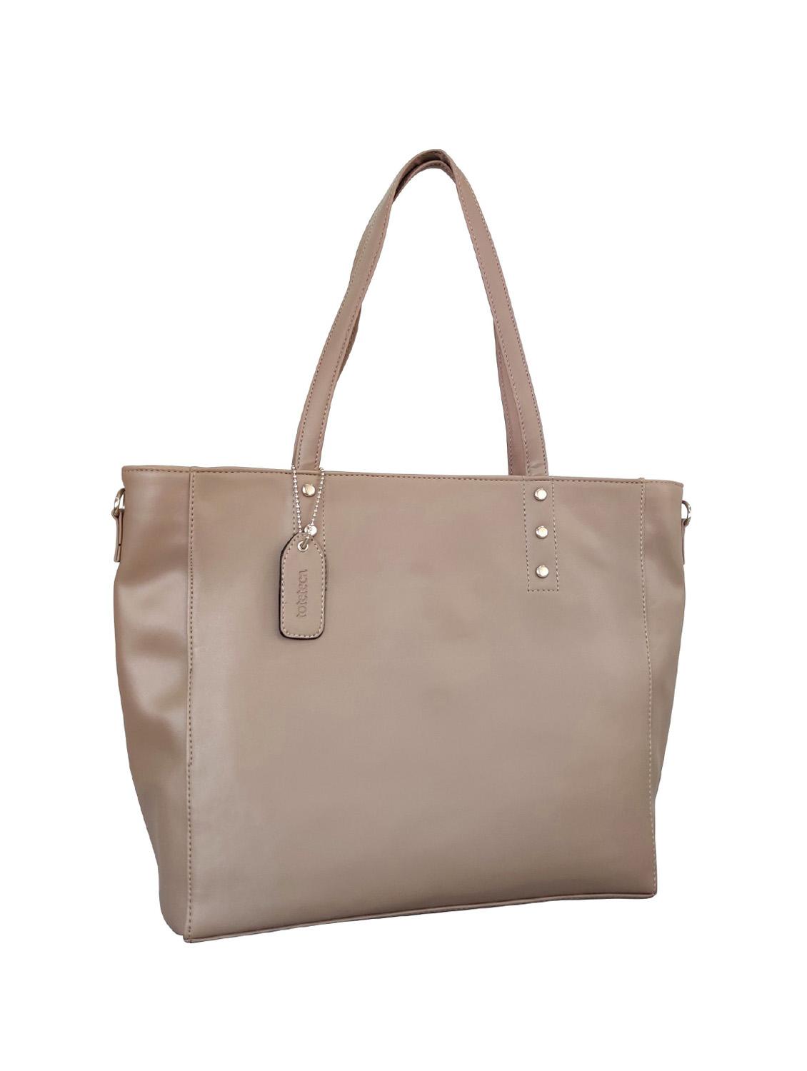 brown leatherette (pu) regular handbag - 16370254 - Standard Image - 3