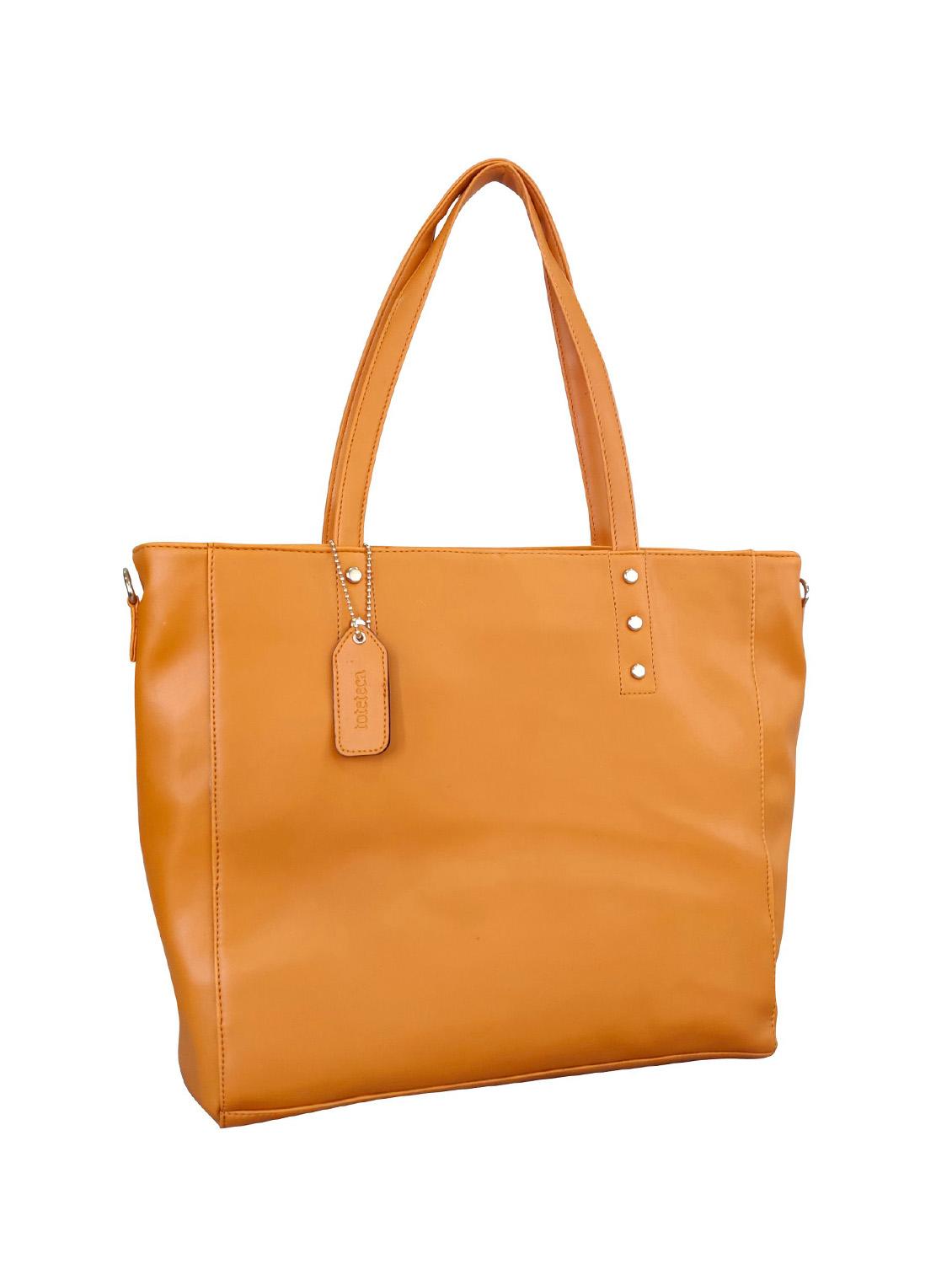 orange leatherette (pu) regular handbag - 16370255 - Standard Image - 3